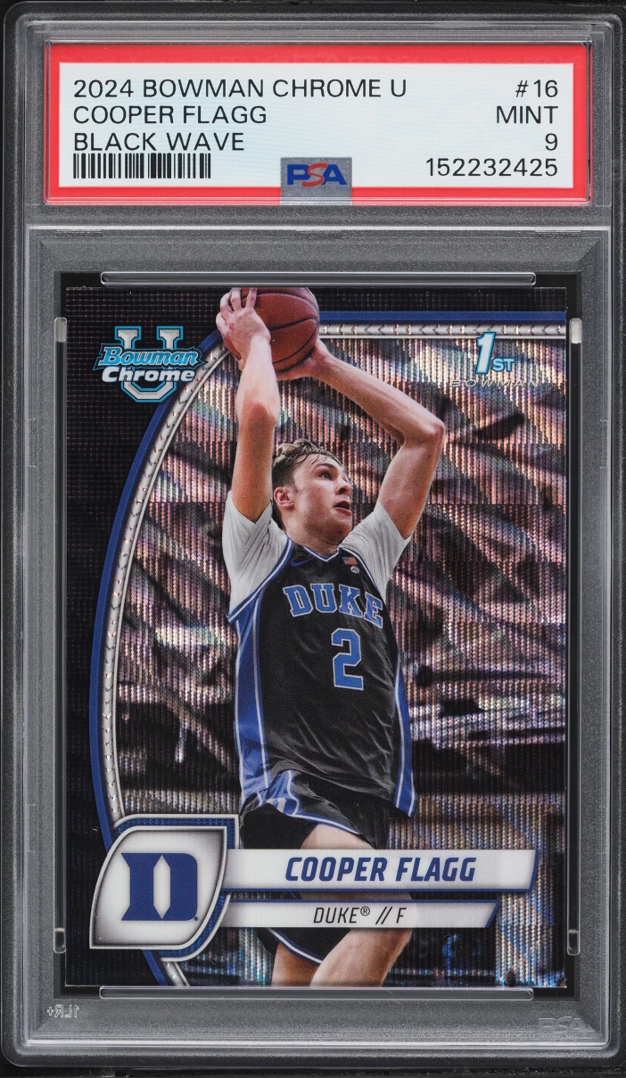 2024 Bowman Chrome University Black Wave Cooper Flagg ROOKIE #16 PSA 9 MINT