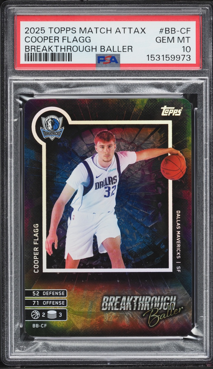 2025 Topps Match Attax Breakthrough Baller Cooper Flagg ROOKIE #BB-CF PSA 10 GEM MINT