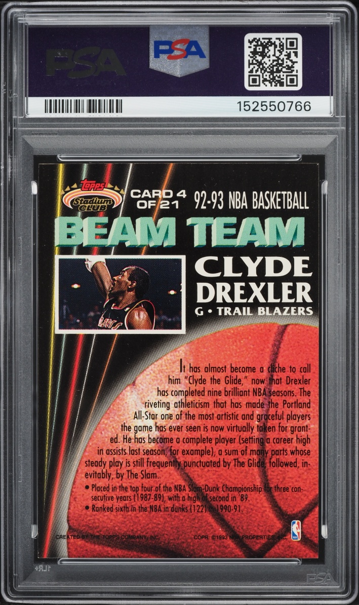 1992 Stadium Club Beam Team Clyde Drexler #4 PSA 9 MINT