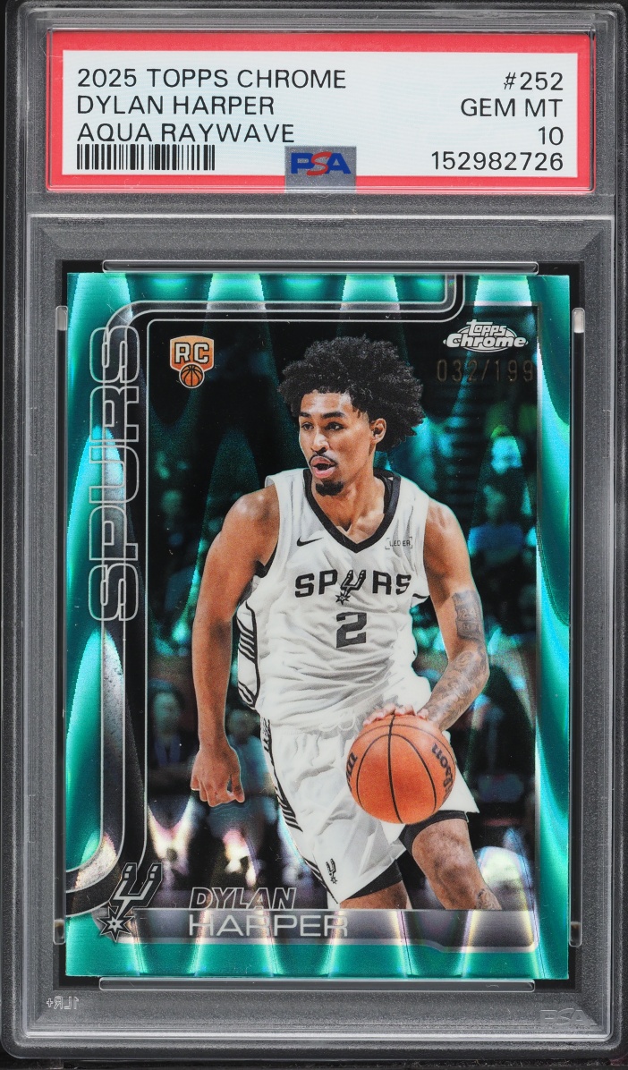 2025 Topps Chrome Aqua Raywave Dylan Harper ROOKIE /199 #252 PSA 10 GEM MINT