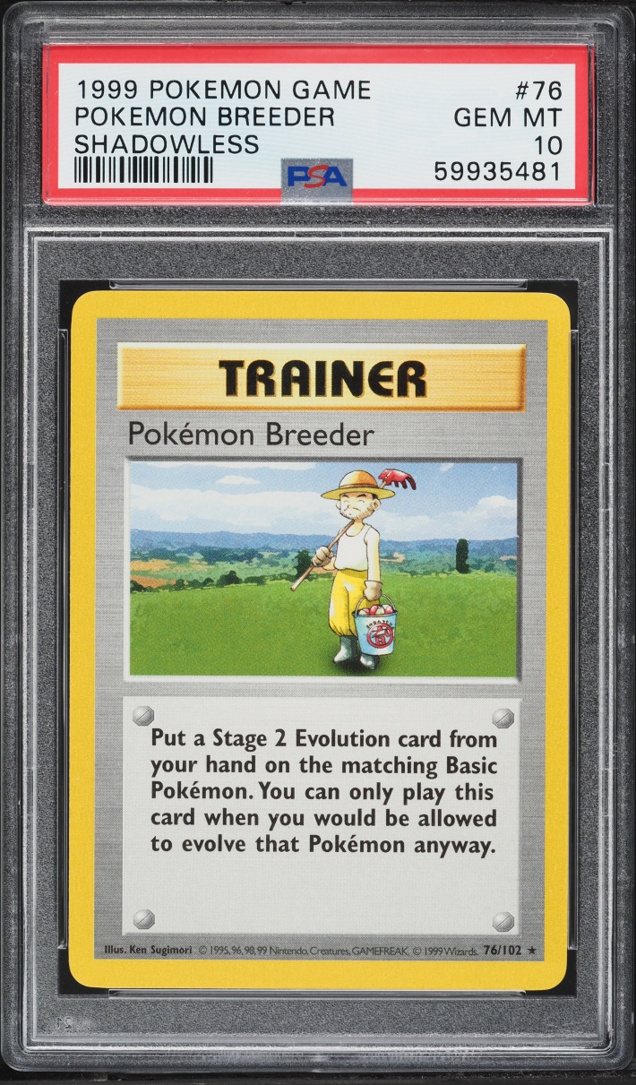 1999 Pokemon Base Set Shadowless Breeder #76 PSA 10 GEM MINT