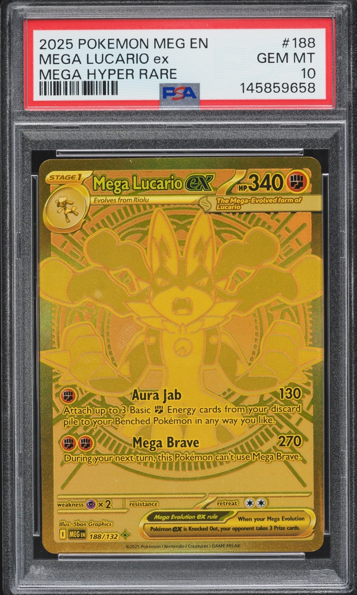 2025 Pokemon Mega Evolution MHR Mega Lucario Ex #188 PSA 10 GEM MINT
