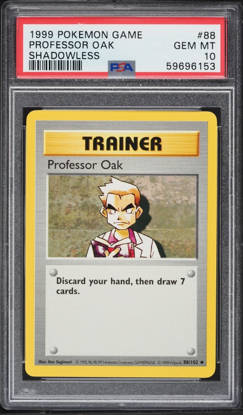 1999 Pokemon Base Set Shadowless Professor Oak #88 PSA 10 GEM MINT