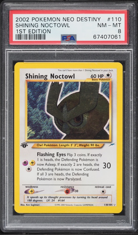 shiny noctowl pokemon card Stellar Crown Pokemon Center Elite Trainer Box #141 PSA 9 Colorless Triple Smash (10+) Flip 3 coins Noctowl - SWSH027 - SWSH