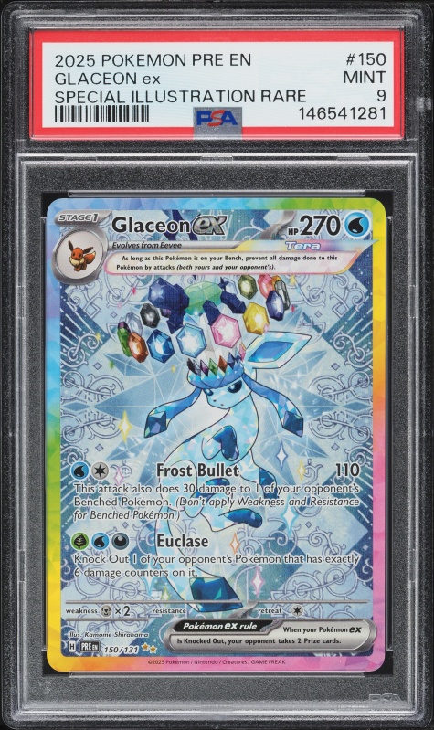 2025 Pokemon SV Prismatic Evolutions SIR Glaceon ex #150 PSA 9