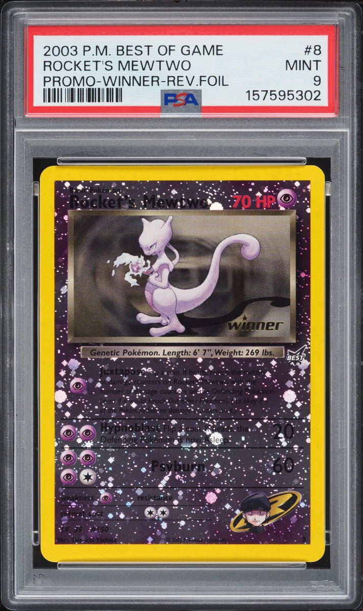 2003 Pokemon Best Of Game Promo Winner Reverse Holo Rocket's Mewtwo #8 PSA 9 MINT