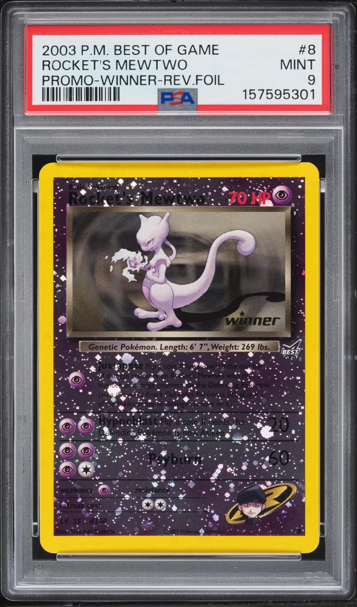 2003 Pokemon Best Of Game Promo Winner Reverse Holo Rocket's Mewtwo #8 PSA 9 MINT