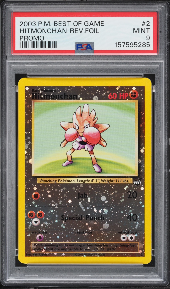 2003 Pokemon Best Of Game Promo Reverse Holo Hitmonchan #2 PSA 9 MINT