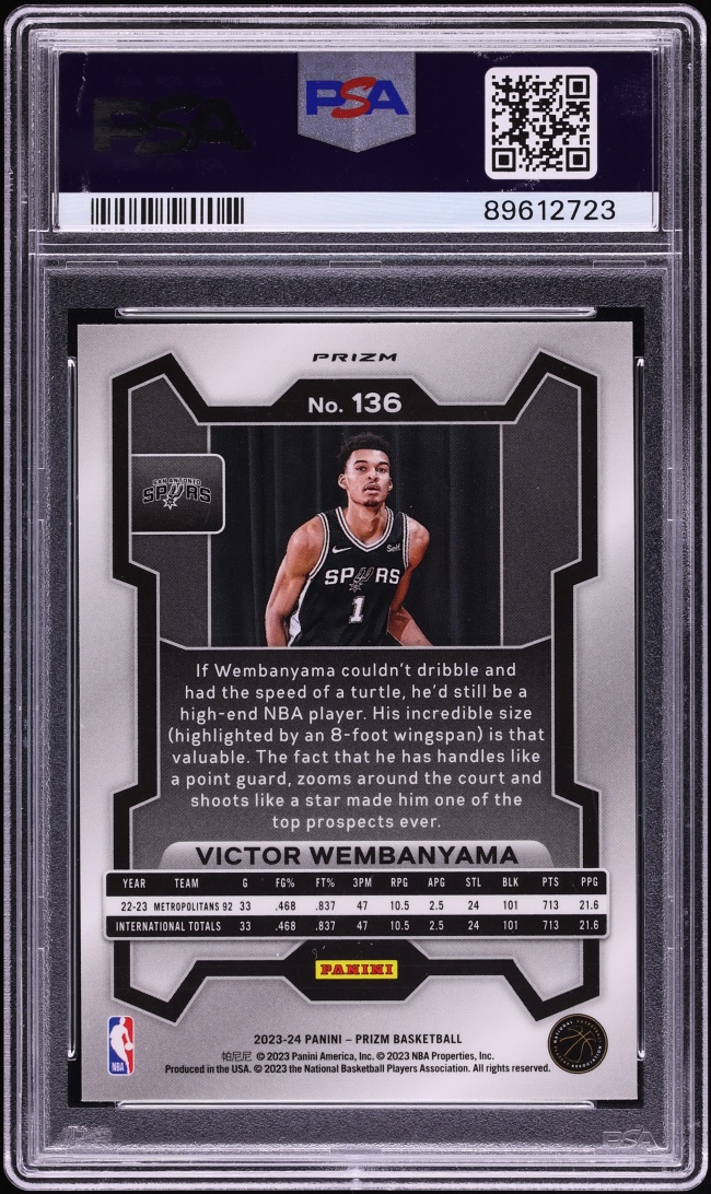 2023 Panini Prizm Green Victor Wembanyama ROOKIE #136 PSA 9 MINT