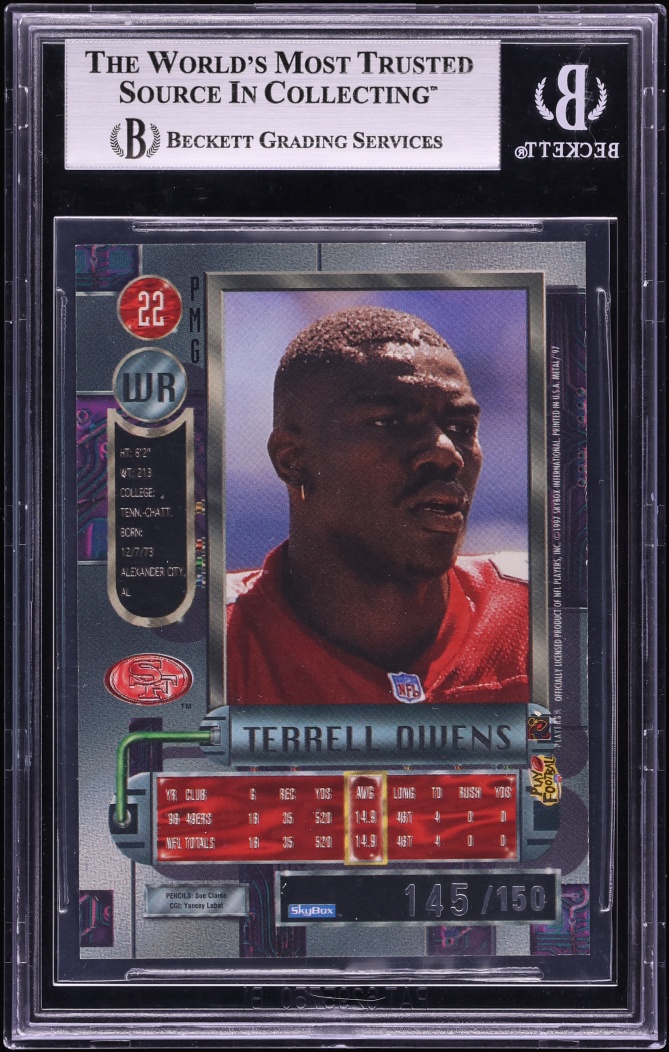 1997 Metal Universe Precious Metal Gems PMG Red Terrell Owens /150 #22 BGS 8.5 NM-MT+