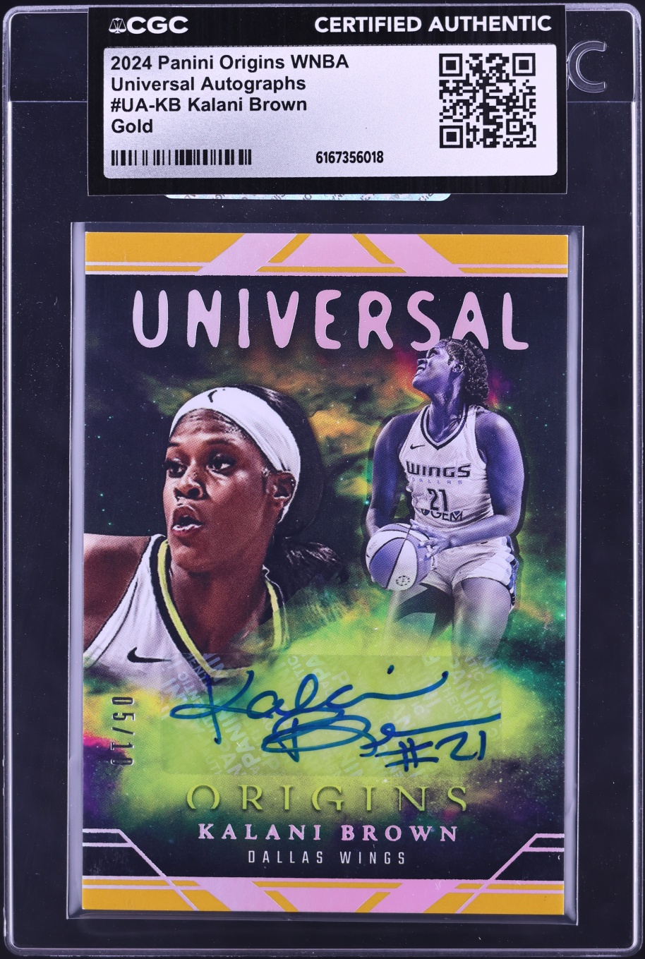 2024 Panini Origins WNBA Universal Gold Kalani Brown AUTO /10 #UA-KB CGC AUTH