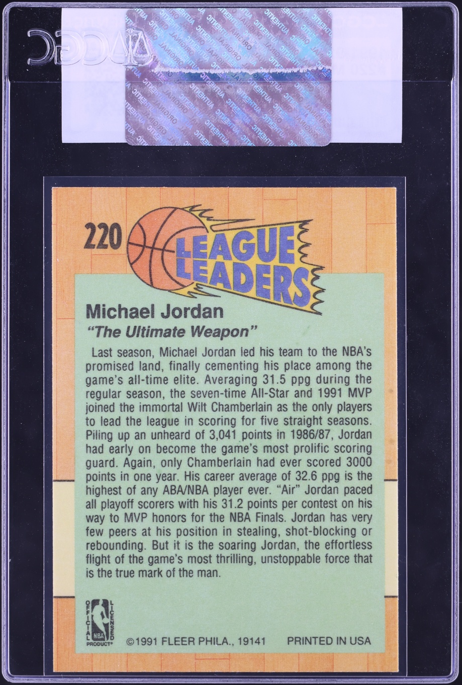 1991 Fleer Basketball Michael Jordan #220 CGC AUTH