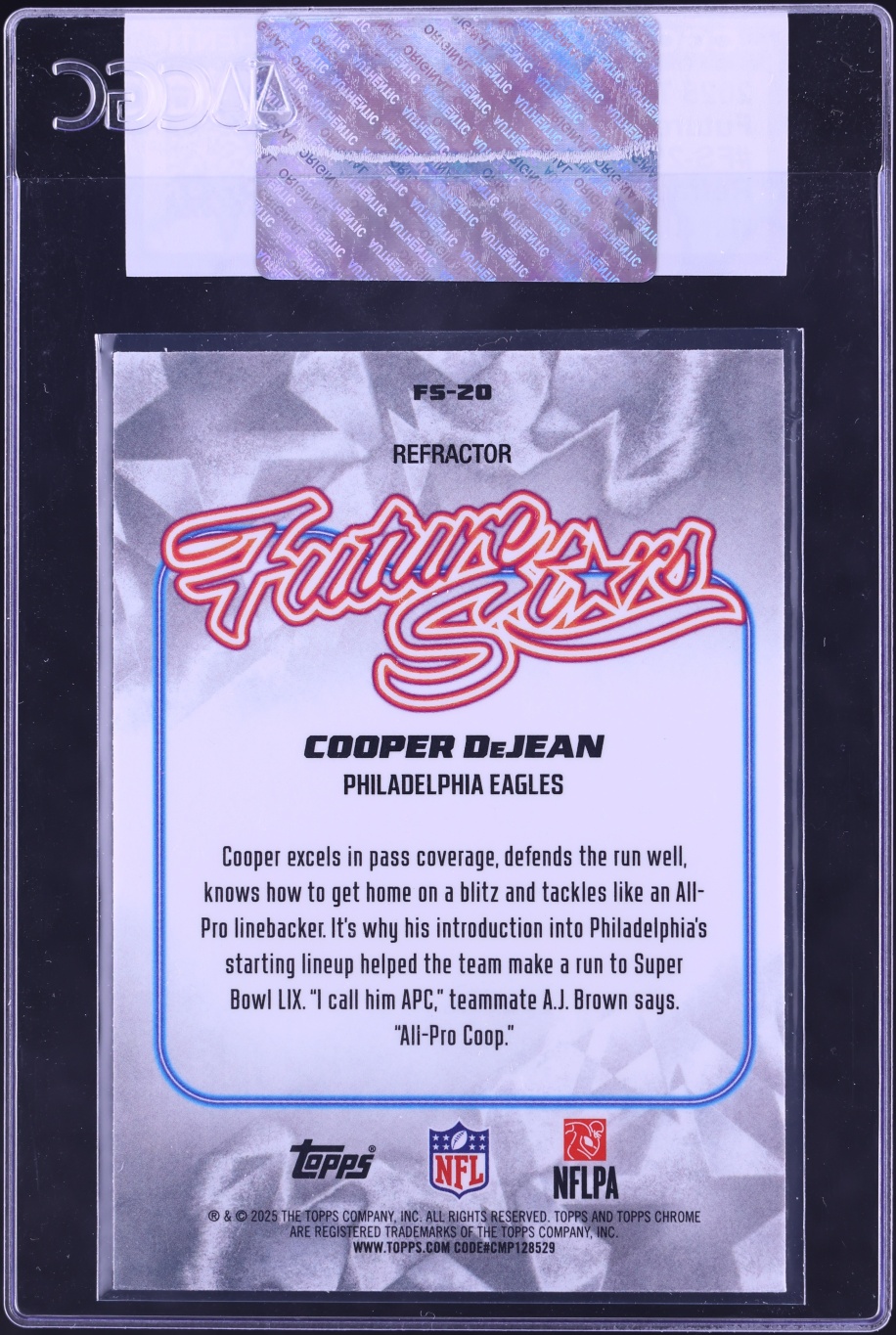 2025 Topps Chrome Future Stars Refractor Cooper DeJean #FS-20 CGC AUTH
