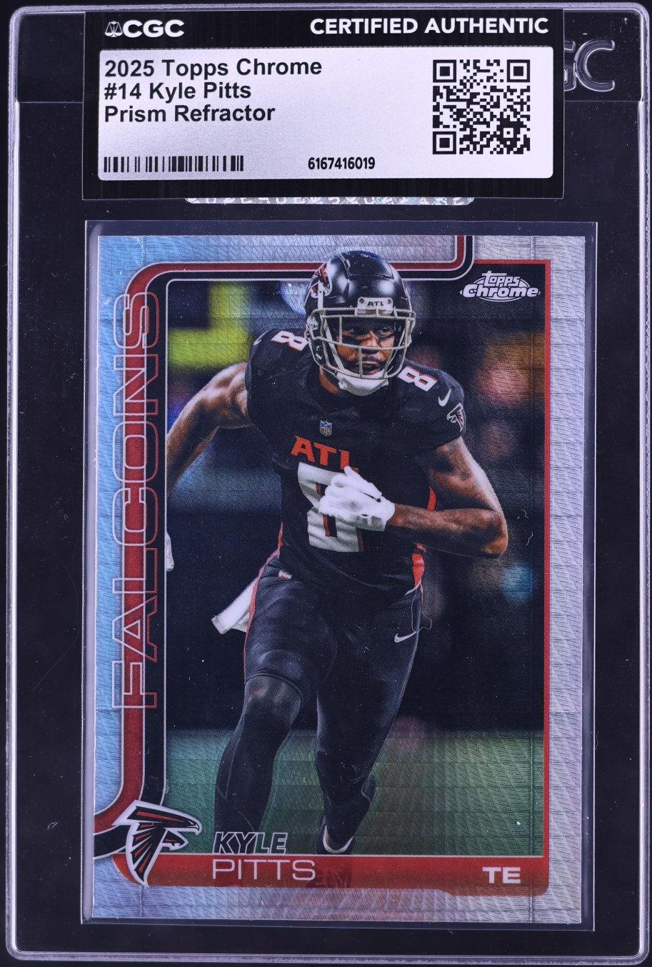 2025 Topps Chrome Prism Refractor Kyle Pitts #14 CGC AUTH