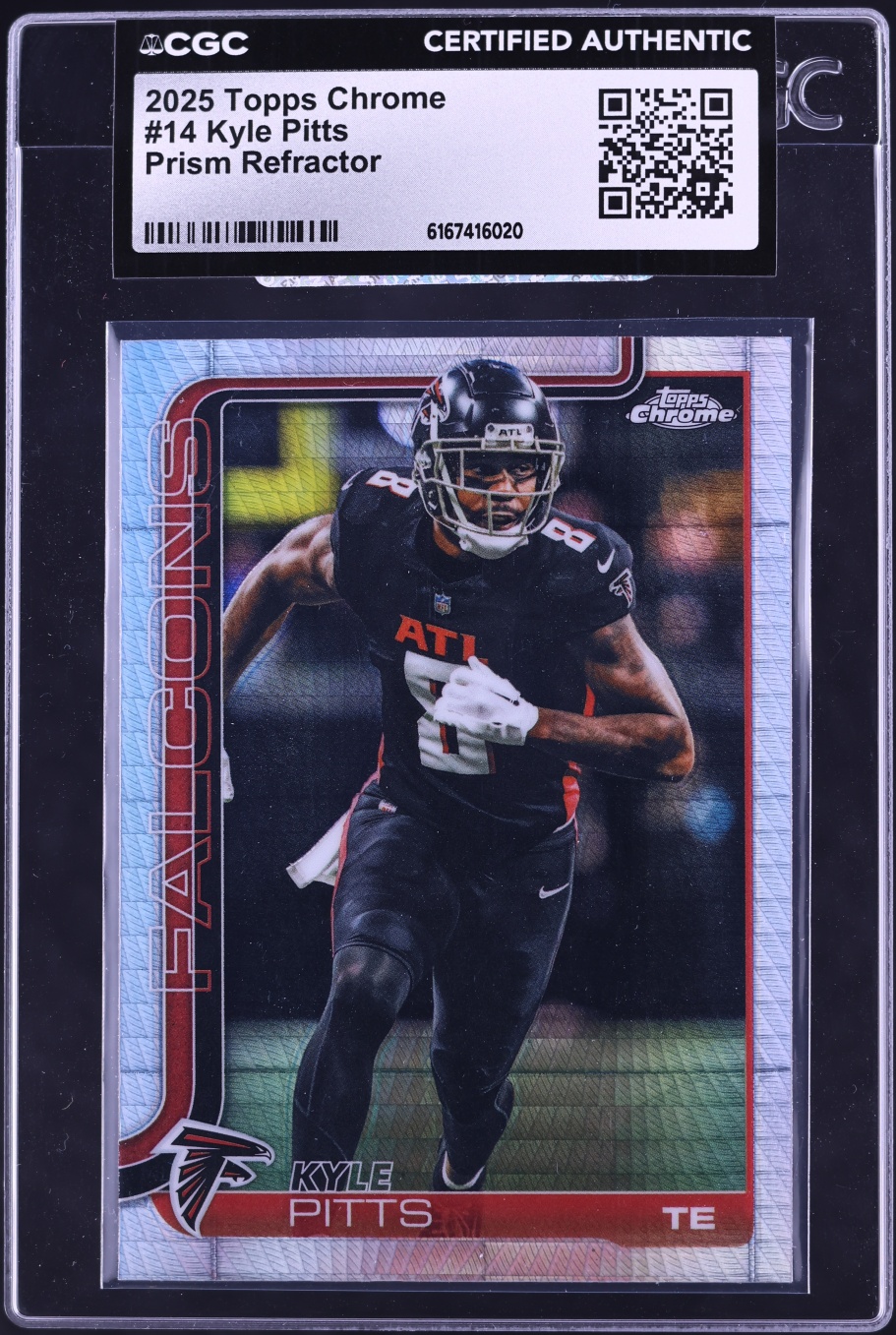 2025 Topps Chrome Prism Refractor Kyle Pitts #14 CGC AUTH