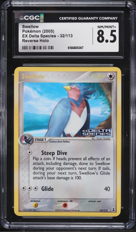2005 Pokemon EX Delta Species Reverse Holo Swellow #32 CGC 8.5 NM-MT+