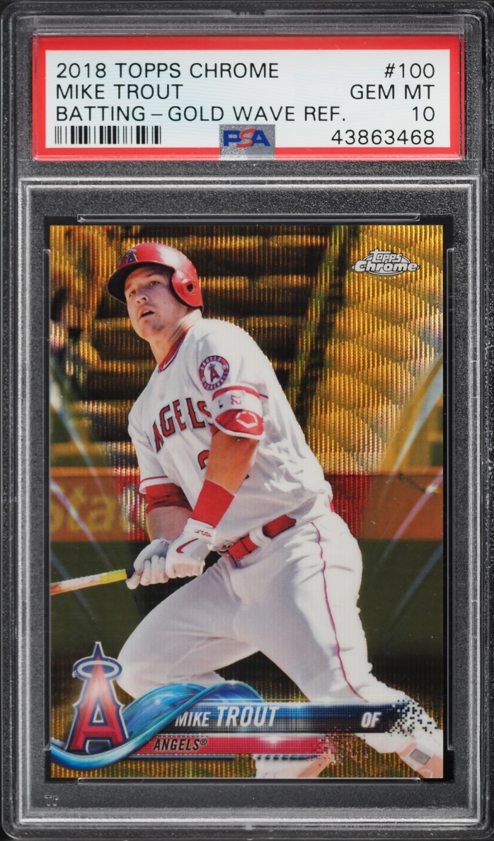2018 Topps Chrome Gold Wave Refractor Mike Trout /50 #100 PSA 10 GEM MINT
