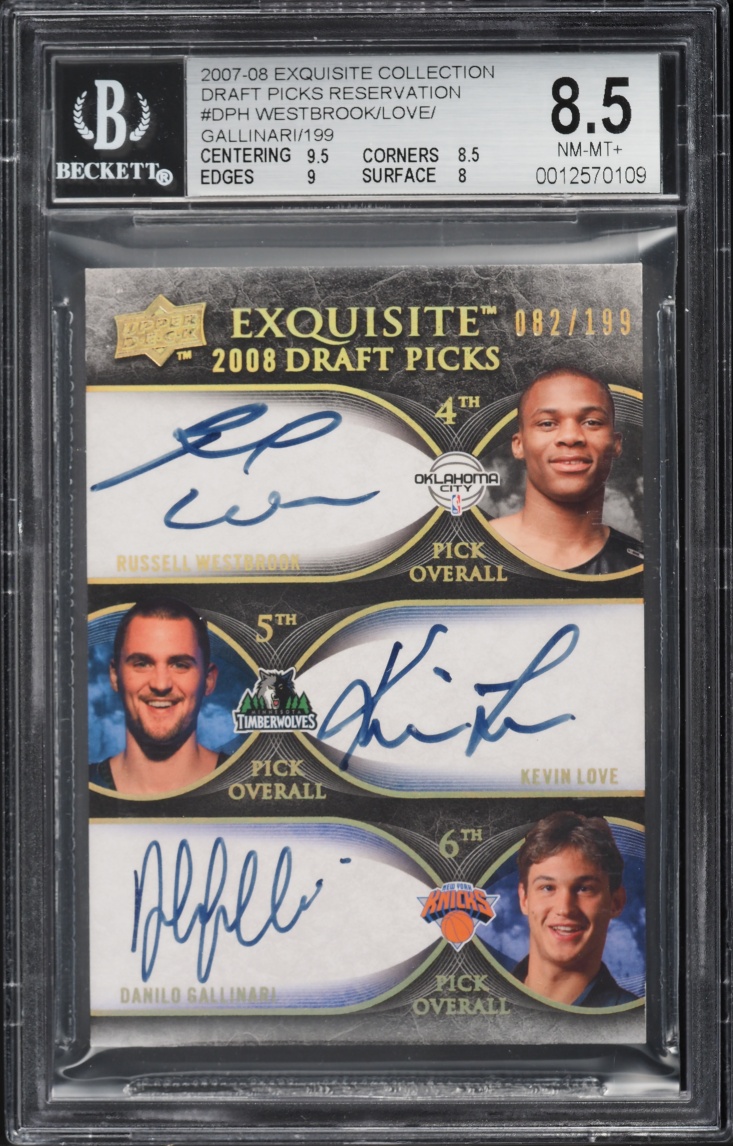 2007 Exquisite Collection Gallinari Love Westbrook ROOKIE AUTO /199 #DP-H BGS 8.5 NM-MT+