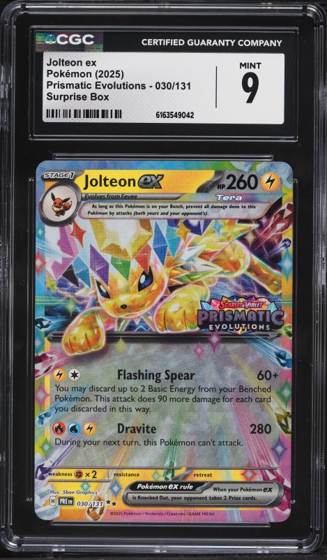2025 Pokemon Scarlet & Violet Prismatic Evolutions Surprise Box Holo Jolteon Ex #30 CGC 9 MINT