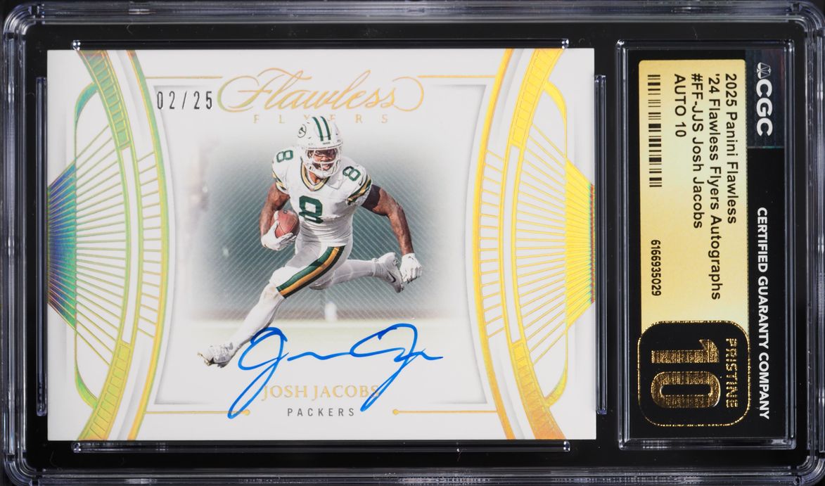 2025 Panini Flawless '24 Flyers Josh Jacobs AUTO /25 #FF-JJS CGC 10 PRISTINE