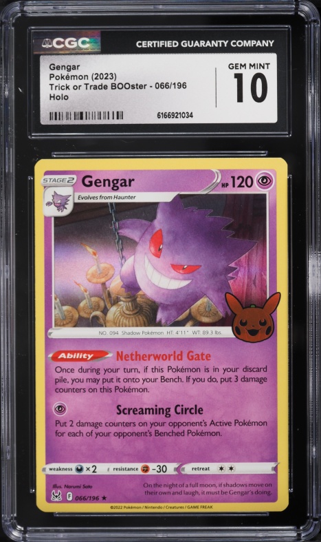 2023 Pokemon Sword & Shield Lost Origin Trick Or Trade Holo Gengar #66 CGC 10 GEM MINT