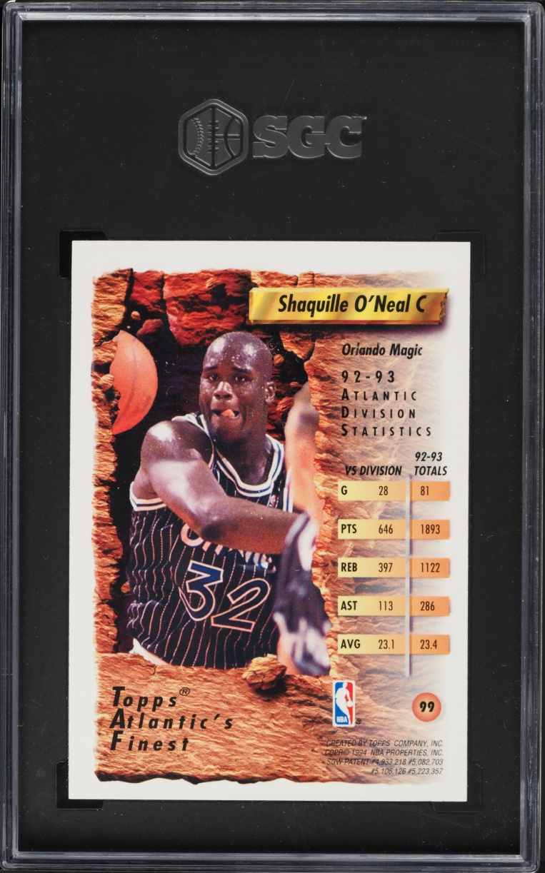 1993 Finest Atlantic's Finest Shaquille O'Neal #99 SGC 7 NRMT