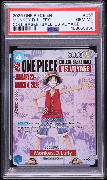 2026 One Piece Promo College Basketball US Voyage Monkey D. Luffy #P-055 PSA 10 GEM MINT