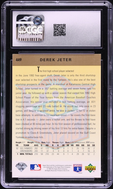 1993 Upper Deck Top Derek Jeter ROOKIE #449 CGC 8.5 NM-MT+