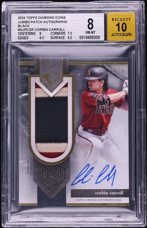 2024 Topps Diamond Icons Jumbo Black Corbin Carroll PATCH AUTO 10/10 #AJPCOR BGS 8 NM-MT