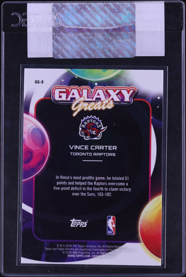 2025 Topps Cosmic Chrome Galaxy Greats Vince Carter #GG-9 CGC AUTH