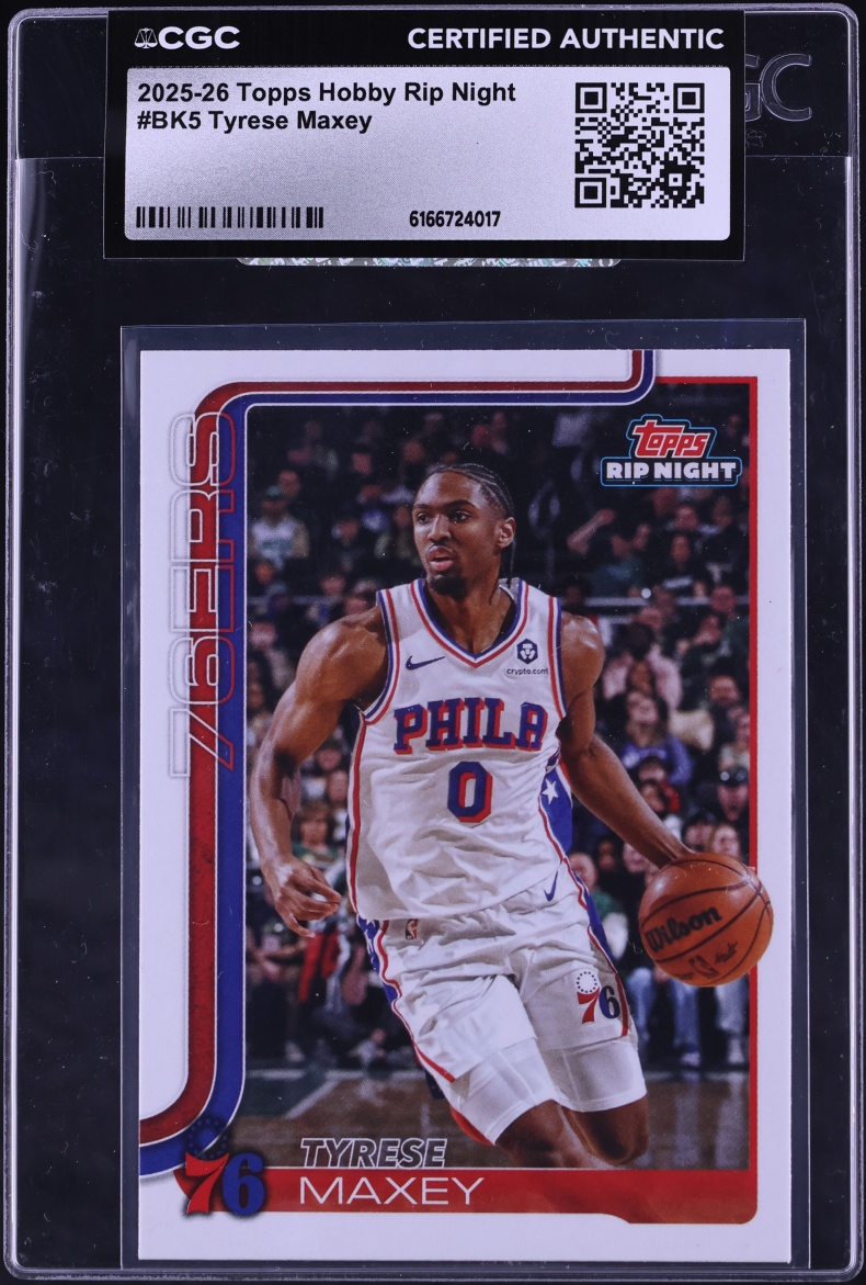 2025 Topps Hobby Rip Night Tyrese Maxey #BK5 CGC AUTH