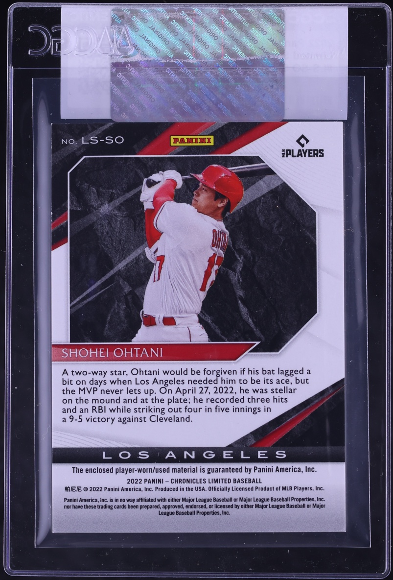 2022 Panini Chronicles Limited Swatches Shohei Ohtani PATCH #LS-SO CGC AUTH