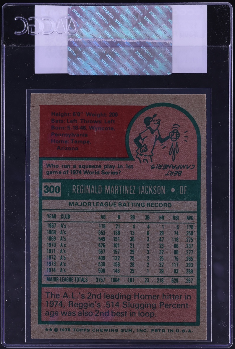 1975 Topps Reggie Jackson #300 CGC AUTH