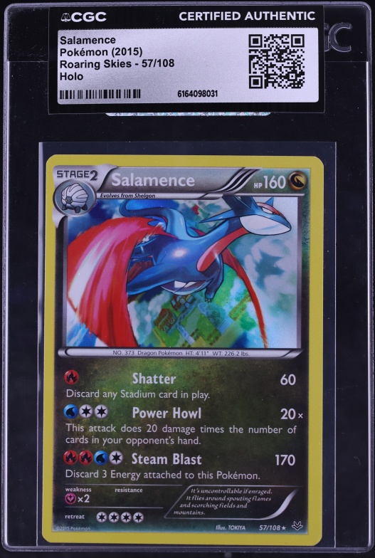 2015 Pokemon XY Roaring Skies Holo Salamence #57 CGC AUTH