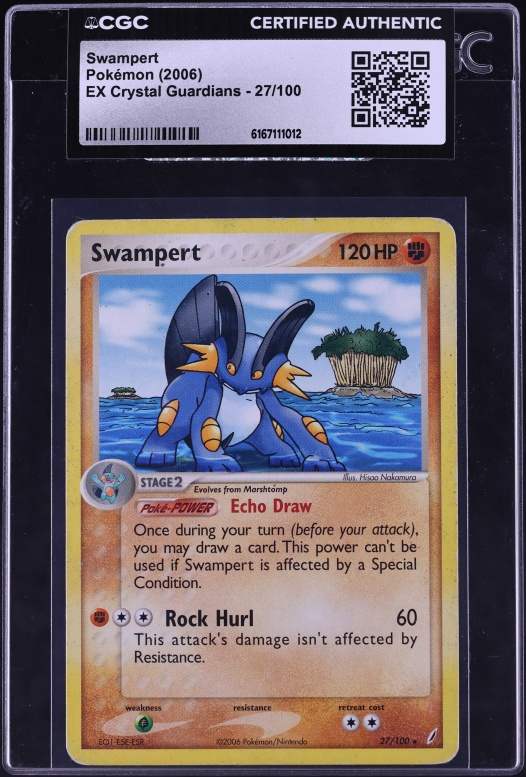 2006 Pokemon EX Crystal Guardians Swampert #27 CGC AUTH