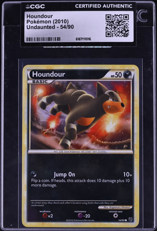 2010 Pokemon HeartGold & SoulSilver Undaunted Houndour #54 CGC AUTH