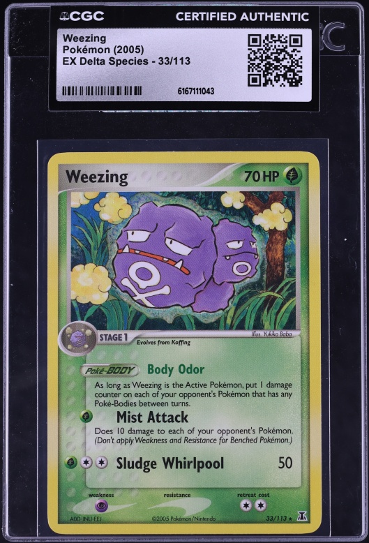 2005 Pokemon Ex Delta Species Weezing #33 CGC AUTH