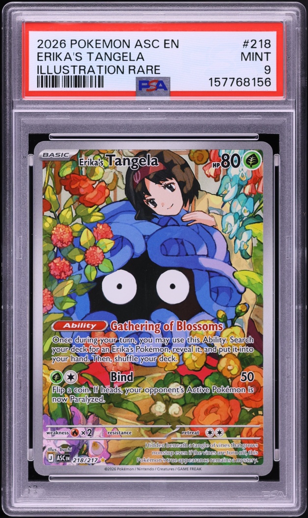 2026 Pokemon Mega Evolution Ascended Heroes IR Erika's Tangela #218 PSA 9 MINT