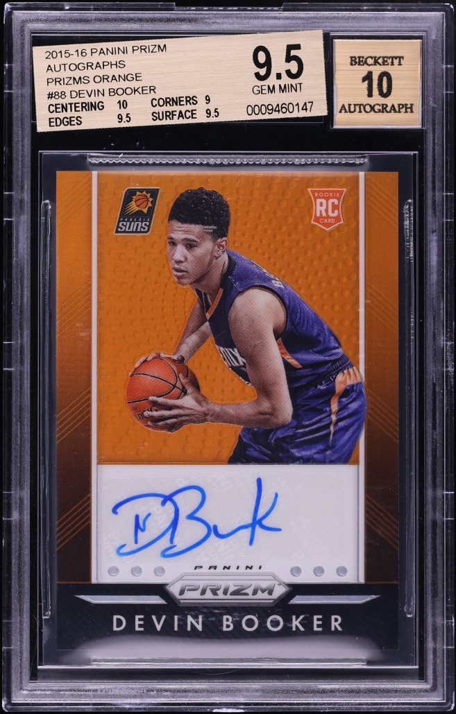 2015 Panini Prizm Orange Devin Booker ROOKIE AUTO /65 #88 BGS 9.5 GEM MINT