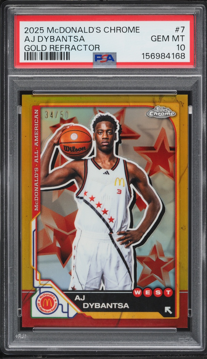 2025 Topps Chrome McDonald's All-American Gold Refractor AJ Dybantsa /50 #7 PSA 10 GEM MINT