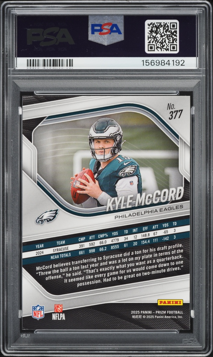 2025 Panini Prizm Kyle McCord ROOKIE #377 PSA 8 NM-MT