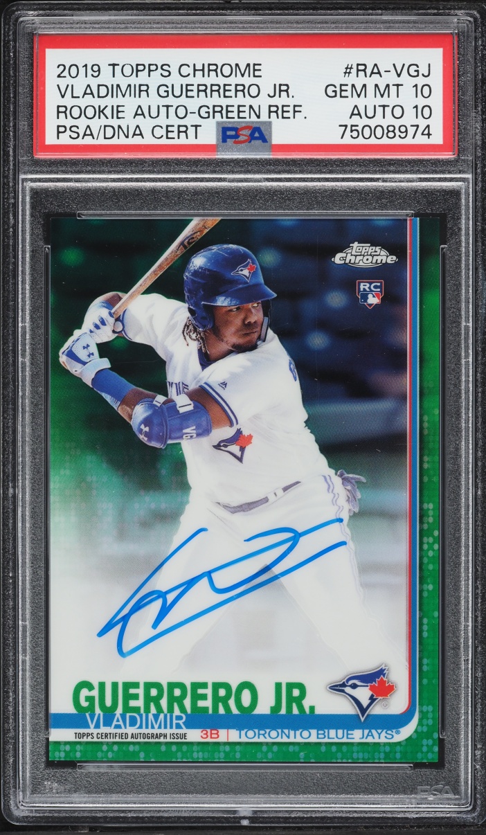 2019 Topps Chrome Green Refractor Vladimir Guerrero Jr. ROOKIE AUTO DNA 10 /99 #RA-VGJ PSA 10
