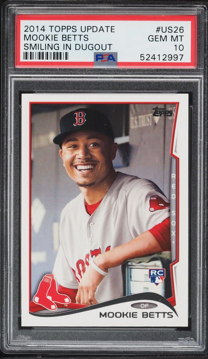 2014 Topps Update Smiling In Dugout Mookie Betts ROOKIE #US-26 PSA 10 GEM MINT