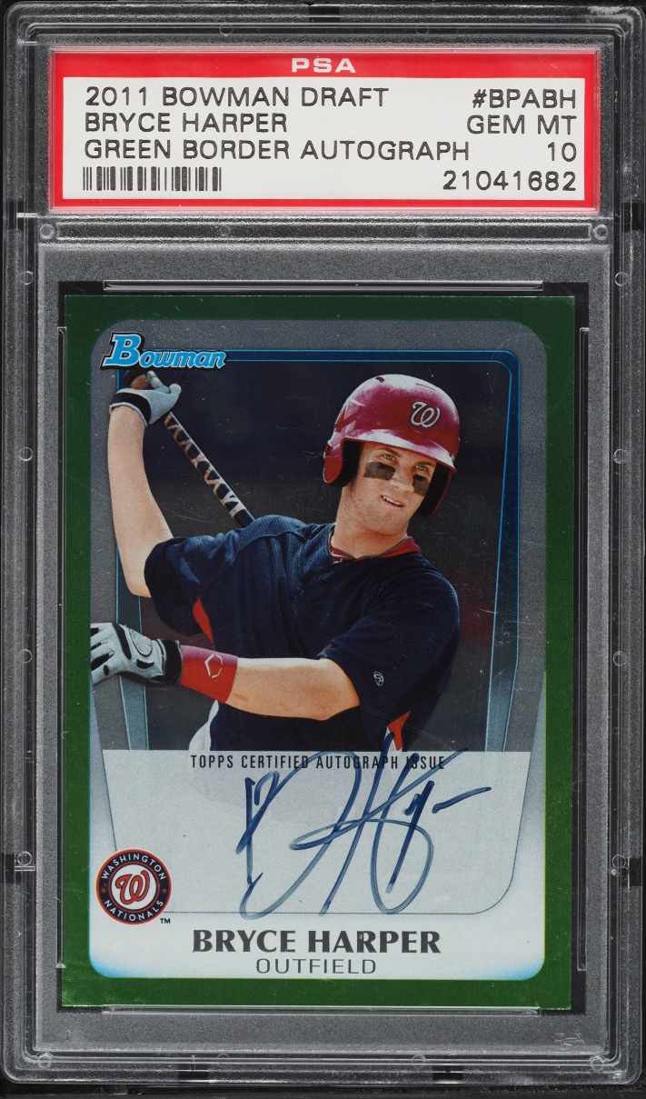 2011 Bowman Draft Green Border Bryce Harper PROSPECT AUTO /350 #BPA-BH PSA 10 GEM MINT