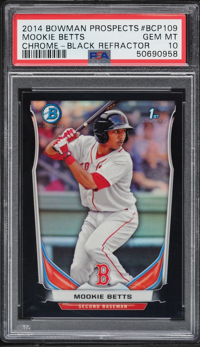 2014 Bowman Chrome Black Refractor Mookie Betts ROOKIE /99 #BCP109 PSA 10 GEM MINT