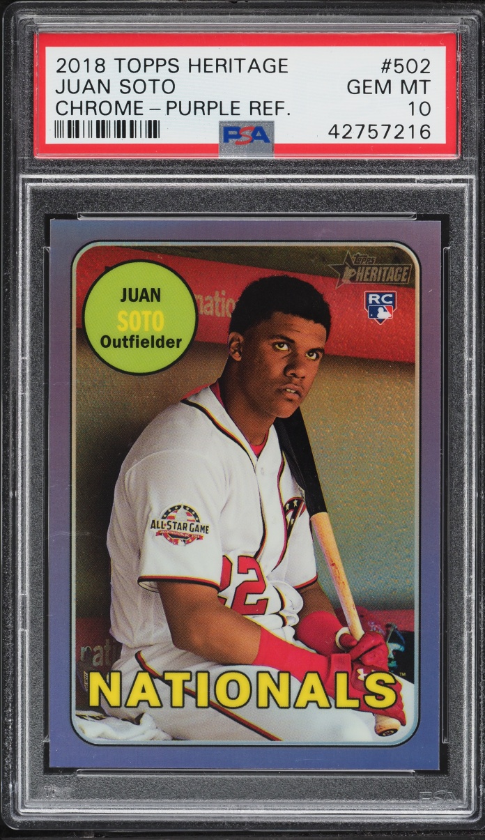 2018 Topps Heritage Chrome Purple Refractor Juan Soto ROOKIE #THC-502 PSA 10 GEM MINT