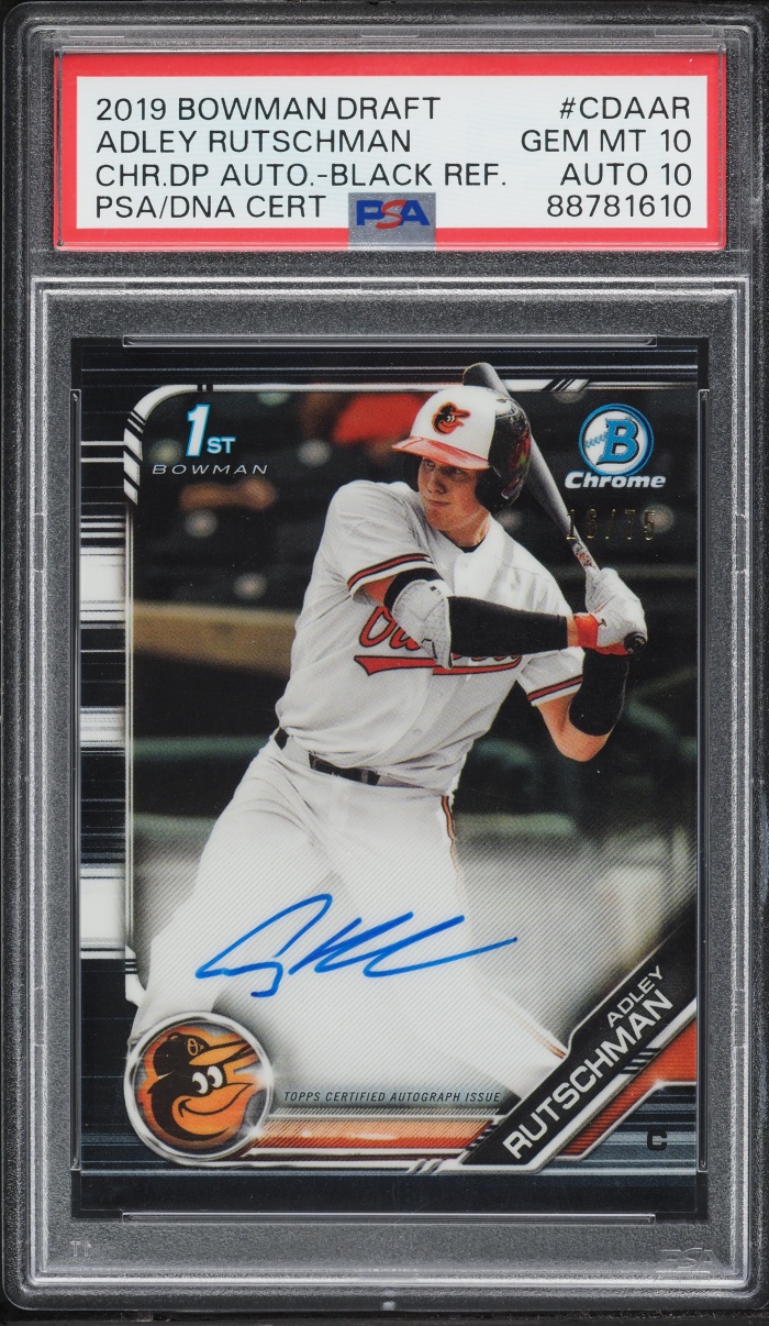 2019 Bowman Chrome Draft Black Refractor Adley Rutschman PROSPECT AUTO DNA 10 /75 #CDAAR PSA 10