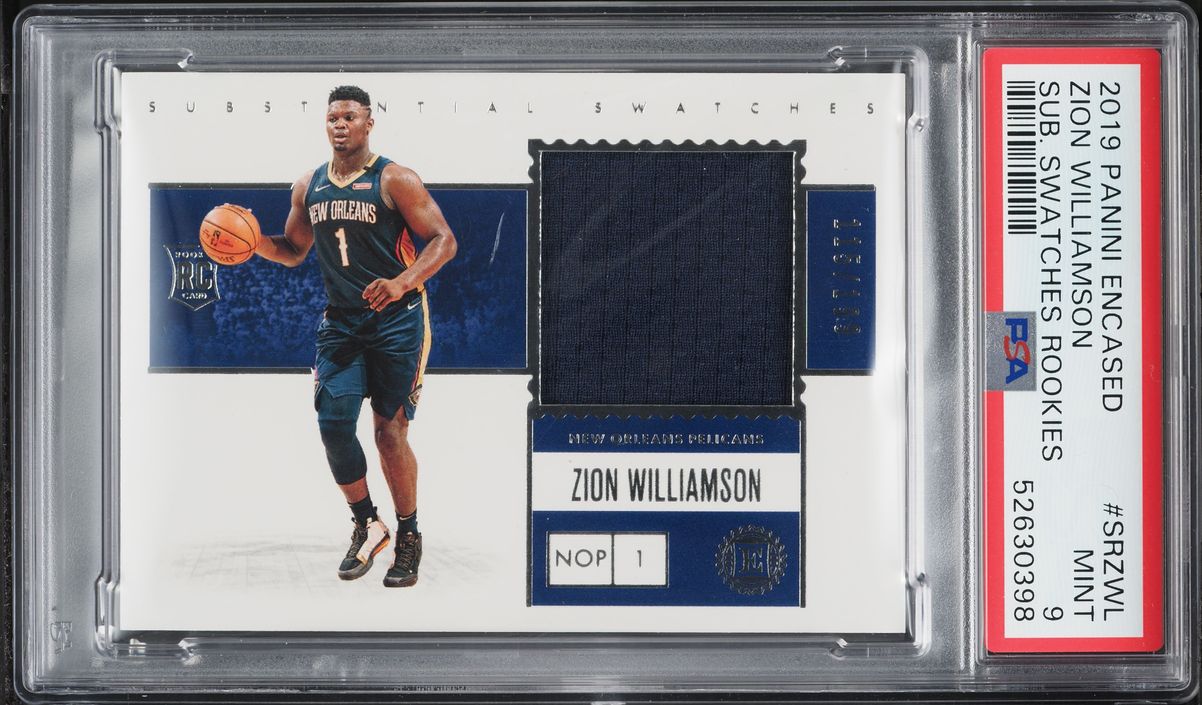 2019 Panini Encased Substantial Swatches Zion Williamson ROOKIE PATCH /199 #SRZWL PSA 9 MINT