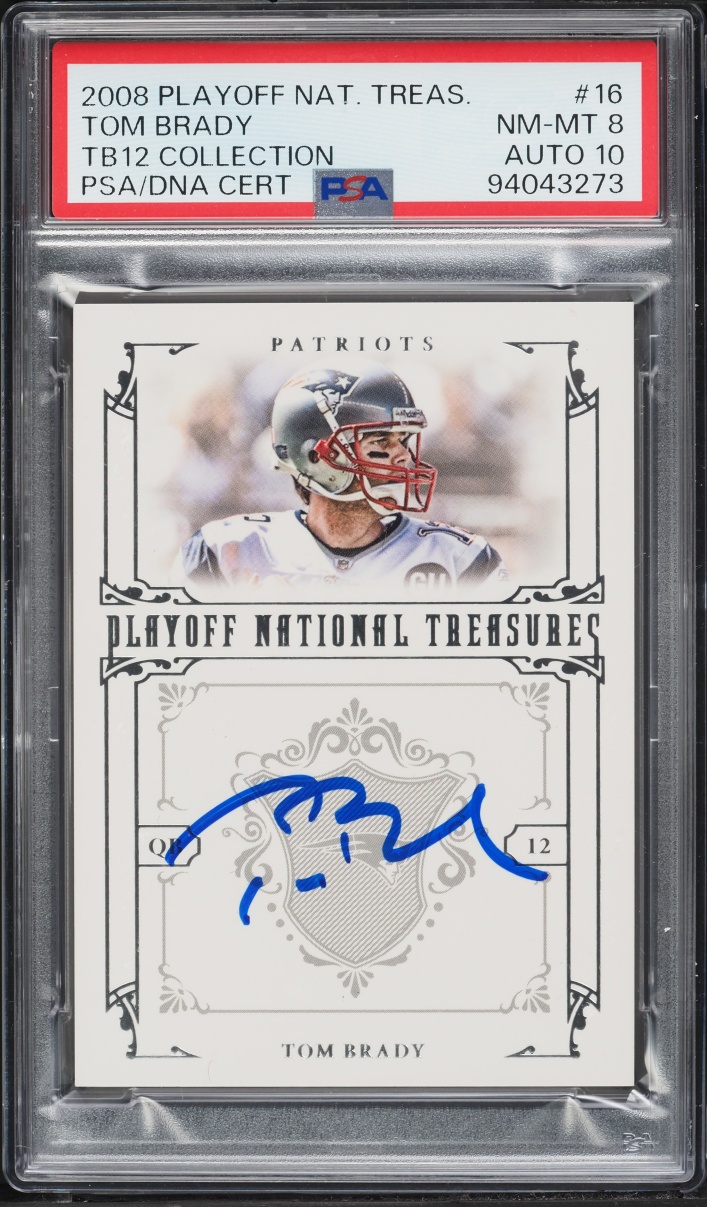 2008 Playoff National Treasure TB12 Collection Tom Brady AUTO DNA 10 #16 PSA 8 NM-MT