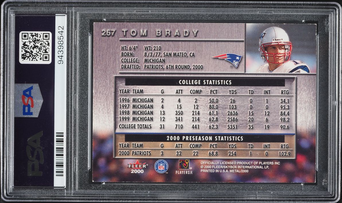 2000 Metal TB12 Collection Tom Brady AUTO DNA 10 #267 PSA AUTH